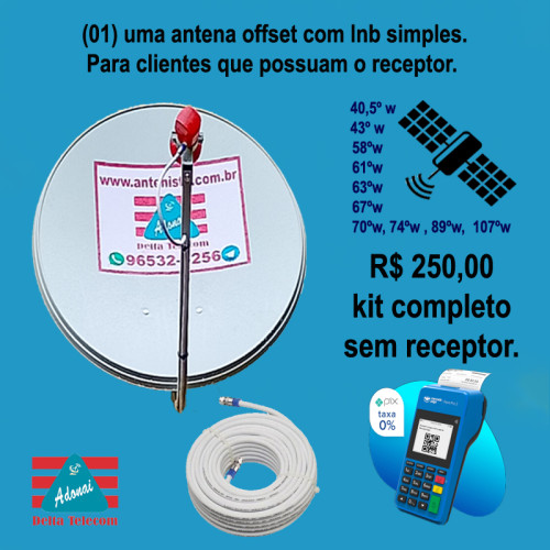 01 (uma) Antena off-set com lnb simples instalada