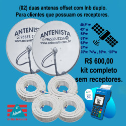 02 (duas) Antenas off-set com lnb duplo instaladas