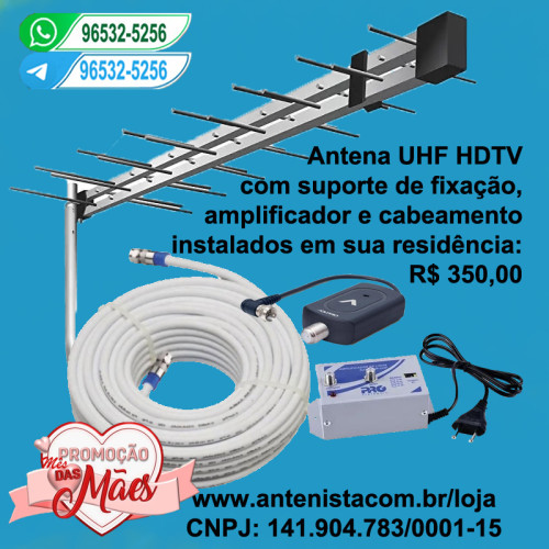 Antena digital com amplificador ou booster para (01) uma TV.