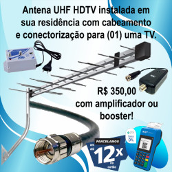 Antena digital com amplificador ou booster para (01) uma TV.