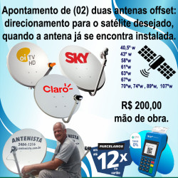 Apontamento de (02) duas antenas off-set.