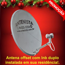 01 (uma) Antena off-set com lnb duplo instalada.