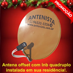 01 (uma) Antena off-set com lnb quadruplo instalada.