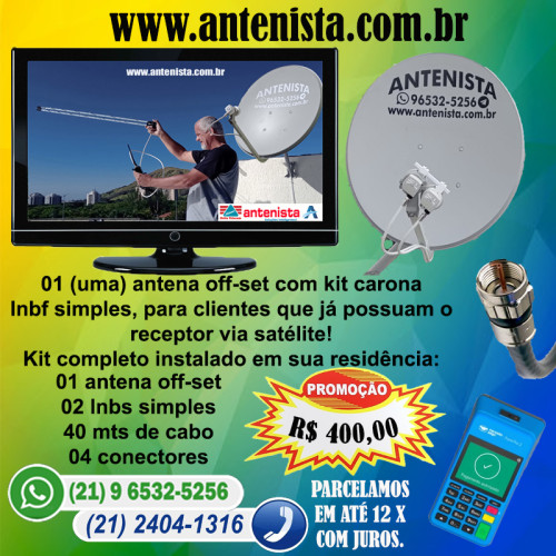 Kit antena off-set com lnb carona.