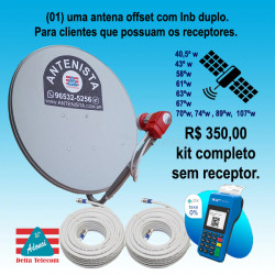 01 (uma) Antena off-set com lnb duplo instalada.