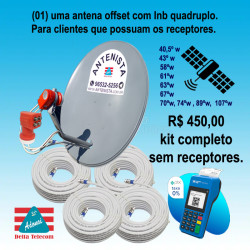 01 (uma) Antena off-set com lnb quadruplo instalada.