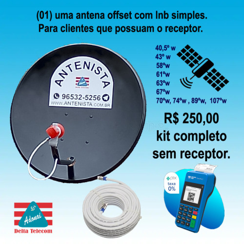 01 (uma) Antena off-set com lnb simples instalada
