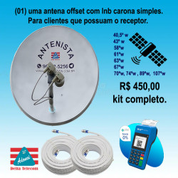 01 (uma) Antena off-set com lnb carona simples instalada.