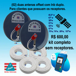 02 (duas) Antenas off-set com lnb duplo instaladas