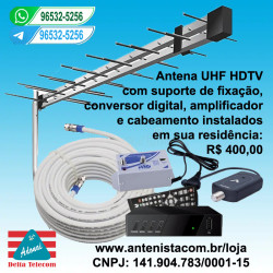 Antena digital com amplificador e conversor para 01 (uma tv) instalada.