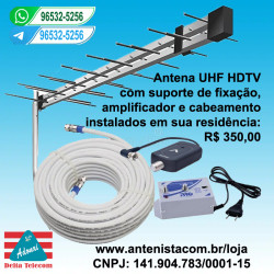 Antena digital com amplificador ou booster para (01) uma TV.