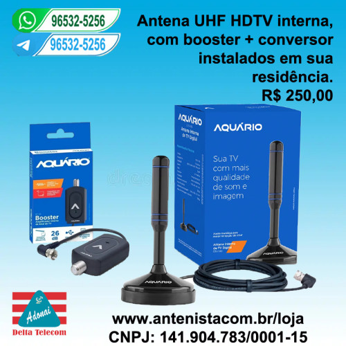 Antena digital interna com booster instalada. Antena digital interna com booster instalada.