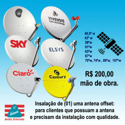 Instalação de 01 (uma) antena off-set (mão de obra com material do cliente).