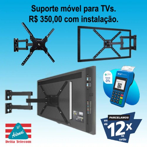 Suporte bi articulado instalado.