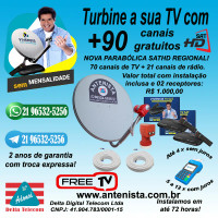 Kit Nova parabólica VIVENSIS com 02 receptores instalado.