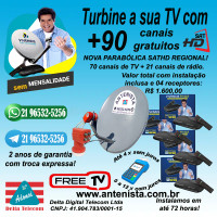 Kit Nova parabólica VIVENSIS com 04 receptores instalado.