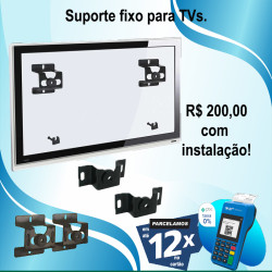 Suporte fixo para tv instalado.