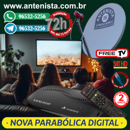 Kit Nova parabólica VIVENSIS com 03 receptores instalados.