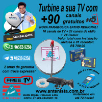 Kit Nova parabólica Vivensis VX-10 com 01 receptor + 01 VX gamer instalado.