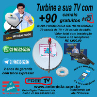 Kit Nova parabólica VIVENSIS com 02 receptores instalado.