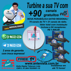 Kit Nova parabólica VIVENSIS com 04 receptores instalado.