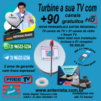 Kit nova parabólica VIVENSIS com 01 receptor instalado.