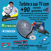 Kit nova parabólica VIVENSIS com 01 receptor instalado.