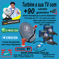 Kit Nova parabólica VIVENSIS com 03 receptores instalados.