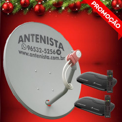 Kit Nova parabólica VIVENSIS com 02 receptores instalado.