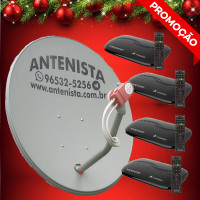 Kit Nova parabólica VIVENSIS com 04 receptores instalado.