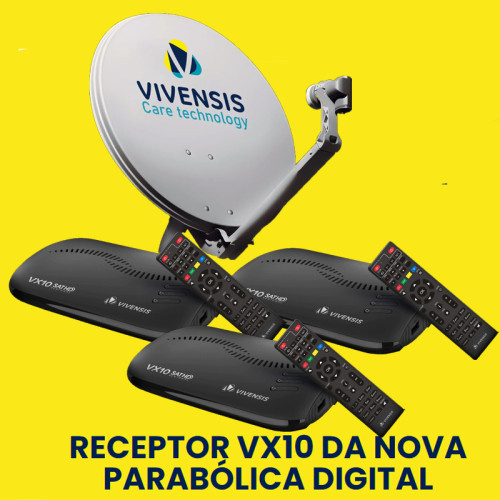 A nova parabólica Vivensis VX10 com 03 receptores instalados.